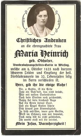 Maria Heinrich, geb. Obholzer, im 32. Lebensjahr