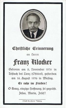 Franz Klocker, im 80. Lebensjahr