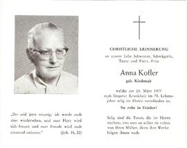 Anna Kofler, geb. Kirchmair, im 78. Lebensjahr