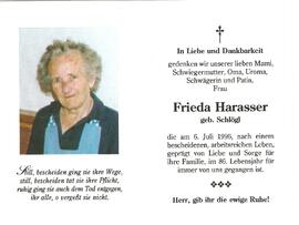 Frieda Harasser, geb. Schlögl, im 86. Lebensjahr