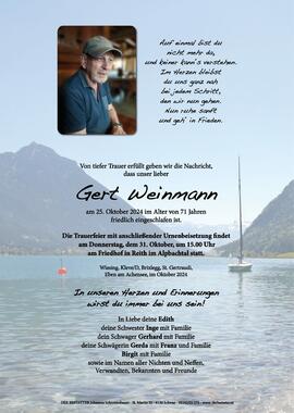 Gert Weinmann, im 71. Lebensjahr