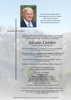 Johann Geisler, im 82. Lebensjahr