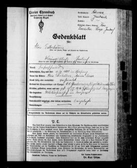 Gedenkblatt Alois Esterhammer, im 36. Lebensjahr