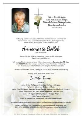 Annemarie Gollob, geb. Flandorfer, im 93. Lebensjahr