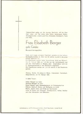 Elisabeth Berger, geb. Geisler, im 59. Lebensjahr