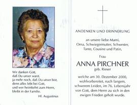 Anna Pirchner, geb. Rieser, im 76. Lebensjahr