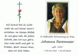 Johanna Reremoser, geb. Urbin, im 50. Lebensjahr