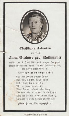 Anna Pirchner, geb. Rothmüller, im 64. Lebensjahr