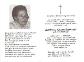 Barbara Gramshammer, geb. Neuschmid, im 81. Lebensjahr