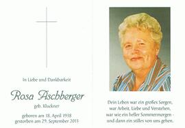 Rosa Aschberger, geb. Kluckner, im 76. Lebensjahr
