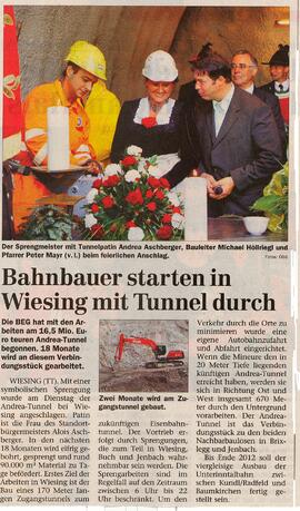 Bau am Andrea-Tunnel begonnen