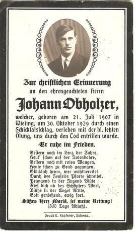 Johann Obholzer, im 22. Lebensjahr