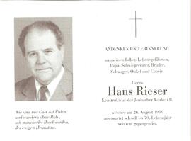 Hans Rieser, im 70. Lebensjahr