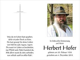 Herbert Hofer, im 54. Lebensjahr