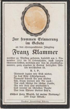 Franz Klammer, im 18. Lebensjahr