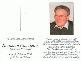 Hermann Untermair, vlg. Schneider Hermann, im 82. Lebensjahr