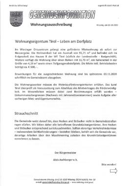 Gemeindeinformation  Wohnungsausschreibung /Problemstoffsammlung