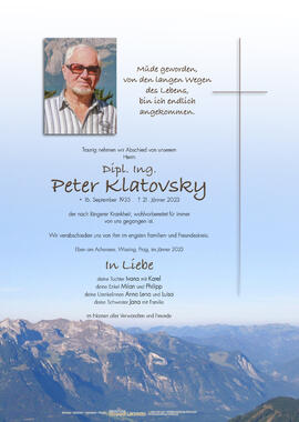 Peter Klatovsky, im 88. Lebensjahr