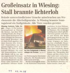 Großeinsatz in Wiesing: Stall brannte lichterloh