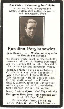 Karolina Potykanowicz, geb. Brantl, im 41. Lebensjahr