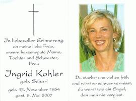 Ingrid Kohler, geb. Scharl, im 43. Lebensjahr