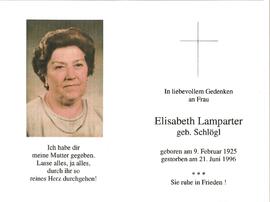 Lamparter Elisabeth, geb. Schlögl, im 72. Lebensjahr