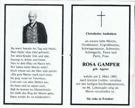 Rosa Gamper, geb. Agerer, im 86. Lebensjahr