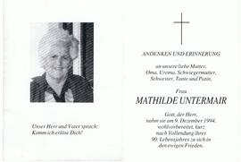 Mathilde Untermair, im 91. Lebensjahr