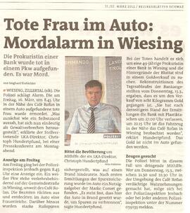 Tote Frau im Auto: Mordalarm in Wiesing