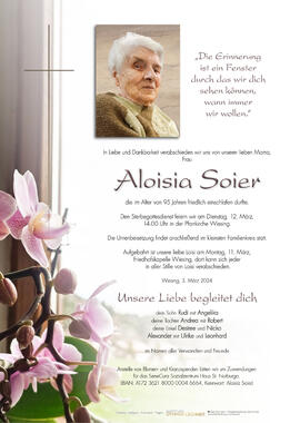 Aloisia Soier, geb. Pinzger, im 96. Lebensjahr