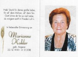 Marianne Kohler, geb. Angerer, im 88. Lebensjahr