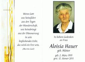 Aloisia Hauer, geb. Hütter, im 92. Lebensjahr