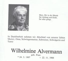 Wilhelmine Alvermann, geb. Paas, im 81. Lebensjahr