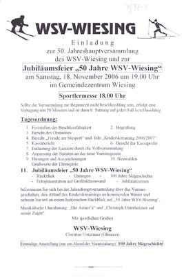Einladung 50 Jahre WSV-Wiesing