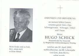 Hugo Schick, im 88. Lebensjahr