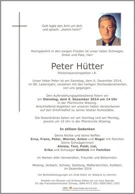 Peter Hütter, im 88. Lebensjahr