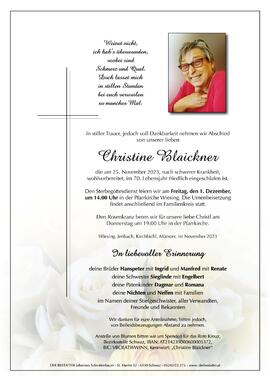Christine Blaickner, im 70. Lebensjahr
