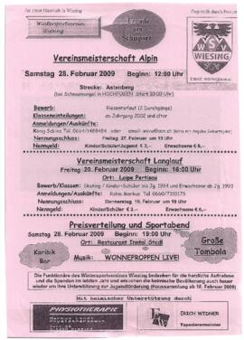 Vereinsmeisterschaft alpin / Vereinsmeisterschaft Langlauf /Preisverteilung und Sportabend