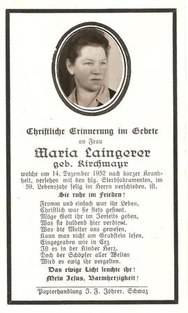 Maria Laingerer, geb. Kirchmayr, im 59. Lebensjahr