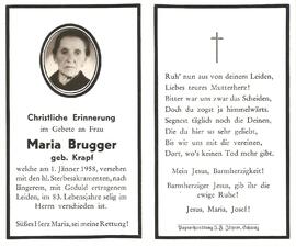 Maria Brugger, geb. Krapf, im 83. Lebensjahr