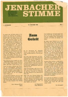 Jenbacher Stimme, Ausgabe 1, Oktober 1968