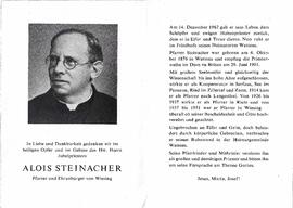 Alois Steinacher, Pfarrer und Ehrenbürger von Wiesing, im 87. Lebensjahr