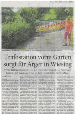 Trafostation vorm Garten sorgt für Ärger in Wiesing