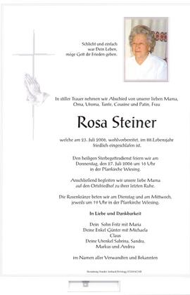 Rosa Steiner, im 88. Lebensjahr
