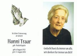 Johanna Traar, geb. Niederklapfer, im 91. Lebensjahr
