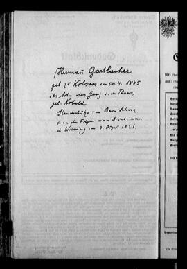 Gedenkblatt Hermann Gartlacher, im 37. Lebensjahr