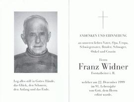 Franz Widner, im 91. Lebensjahr