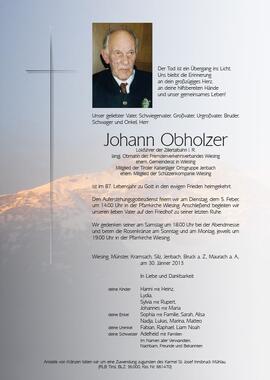Johann Obholzer, im 87. Lebensjahr