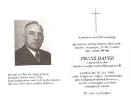 Franz Hauer, im 82. Lebensjahr