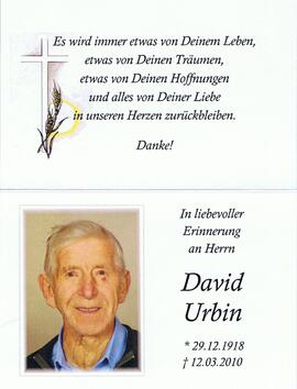 David Urbin, im 92. Lebensjahr